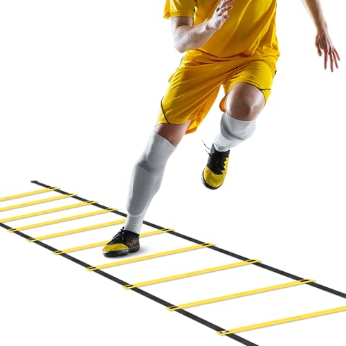 SMTPDT Agility Ladder Speed Ladder for Soccer, Speed Football Ladder Agility Training Equipment, 12 Rung 20FT Yellow
