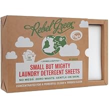Rebel Green Small But Mighty Laundry Detergent Sheets - Zero Waste Laundry Solution - 40 Pre-Measured Washing Machine Sheets for 80 Loads, Lavender & Grapefruit Scent