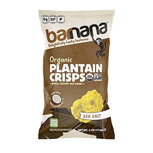 Barnana Organic Plantain Crisps, Sea Salt, 4 Ounce Bag