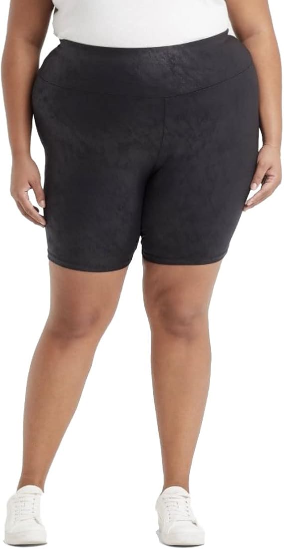 Ava & Viv Women's Plus Size High-Waisted Liquid Shine Bike Shorts -