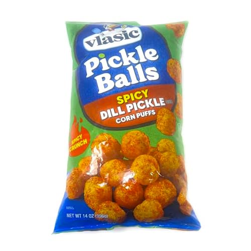 Vlasic Pickle Balls Spicy Dill Pickle Flavored Corn Puffs Pickle Snack Chips 14oz - 1 JUMBO size bag