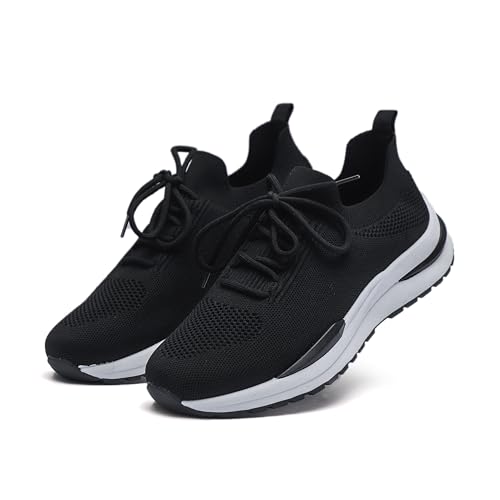Mens Knit Athletic Sneakers, Breathable Mesh Running Shoes, Lightweight Casual Sport Walking Shoes