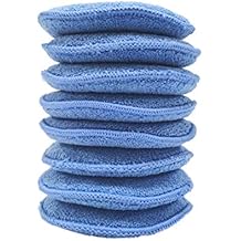 Polyte Microfiber Detailing Wax Applicator Pad, 8 Pack (Blue, 5 in)