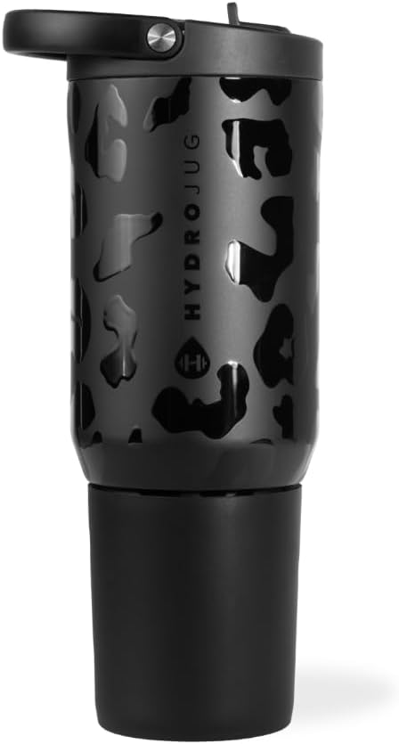 HydroJug Sport 20 oz Insulated Stainless Steel Water Bottle, Black Leopard