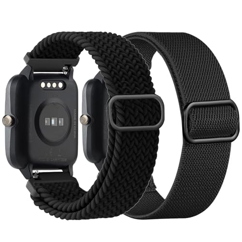 Braided Stretchy Nylon Watch Bands - Compatible with Veryfitpro ID205L, 19mm Loop Elastic Fabric Straps for Willful YAMAY SW020 SW021 SW023 SW025 ID205S ID205U, Fitpolo ID205L - Women & Men
