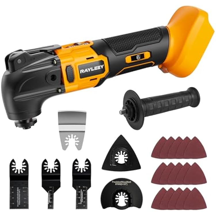 Oscillating Multi-Tool Kit Compatible With DEWALT 20V Battery,Cordless Oscillating Tools With Brushless Motor,6 Speed,22PCS Accessories,4 Oscillation Angle for CuttingGrindingSandingTool Only
