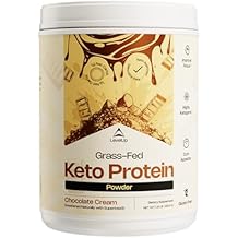 LevelUp WINNER - BEST KETO PROTEIN Grass-fed Collagen Protein Powder, C8 MCT Oil, Whey Protein Isolate, Irish Butter, Ketogenic Protein Shake Supplement (Chocolate Cream)