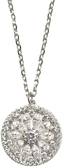 925 Sterling Silver Dainty Cubic Zirconia Sunflower Necklace for Women | 14K Gold Plated Sunshine Flower Round Disc Necklaces Shiny Crystal Petal Pendant Chain Necklace Jewelry Gift for Birthda