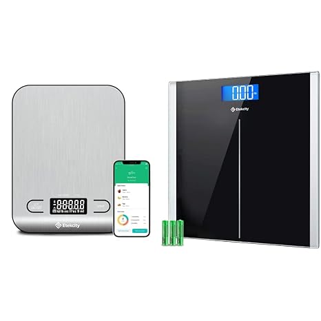 Etekcity Food Nutrition Kitchen Scale, Digital Grams and Ounces for Weight Loss & Digital Body Weight Bathroom Scale with Step-On Technology