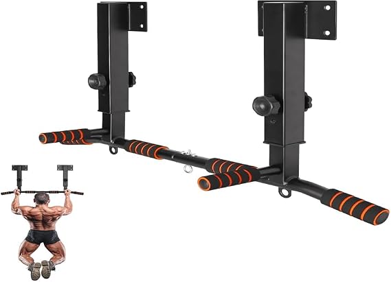 Wall Mounted Pull Up Bar Adjustable Height Heavy Duty Mounted Pull Up Bar Strength Training Equipment for for Indoor Home Gym Workout, Equipment Fitness Stand Supports to 440 Lbs