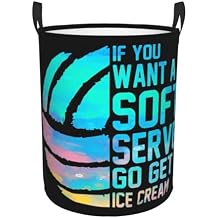 If You Want A Soft Serve Go Get Ice Cream Volleyball Laundry Basket Waterproof Laundry Hamper Toy Storage Bin Organizer with Handles Medium