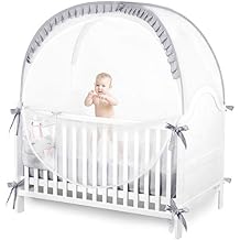 Safety Crib Tents to Keep Toddler in, Pop Up Baby Mosquito Net Cover Bed Canopy for Infant