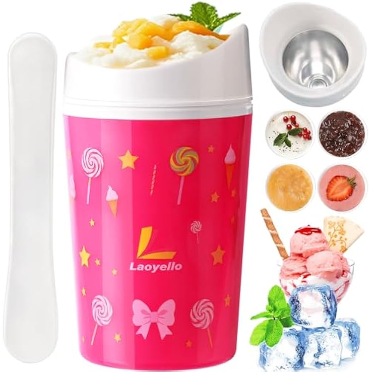 Ice Cream Maker Mug,Slush Shake Slushie Cup,Ice Cream Machine DIY Magic Quick Frozen Smoothies Cups for Homemade Soft Serve, Sorbet, Gelato, Frozen Yogurt Fun Desserts for Families, Easy to Clean