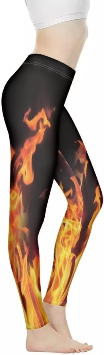 AmzPrint Womens Leggings Flower Butterfly Stretchy High Waisted Butt Lift Tights Runing Athletic Grass Green Leggings Women