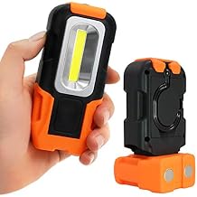 TORCHSTAR Portable LED Work Light, Hanging Hook & Magnetic Flashlight, Battery Operated, COB Pocket Work Lights for Car Repairing, Emergency, Hiking, Camping