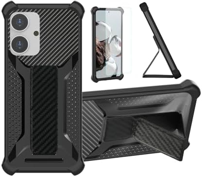 Case Compatible for Nuu Mobile N20 Phone Case Stand Cover [with 1Tempered Glass Screen Protector] Hybrid Case [Folding Support Magnetic] [Frosted Anti-Fingerprint] Black