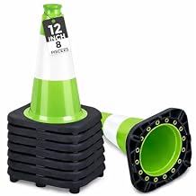 BESEA 12" inch Green Traffic Cones Safety Cones PVC Construction Cones with 4 inch Reflective Collar for Home Driveway Road Parking Use(8 Cones)