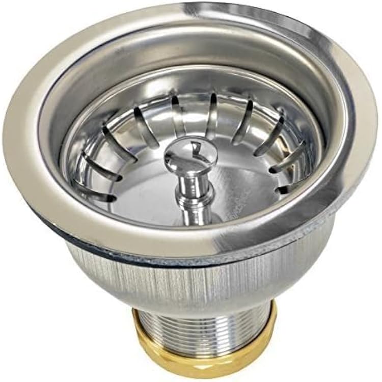 Coflex Kitchen Sink Drain Strainer, Deep Cup Basket with Easy-Press and Ball Bearing Closure, Fits 3-12 Drains, Chrome Finish