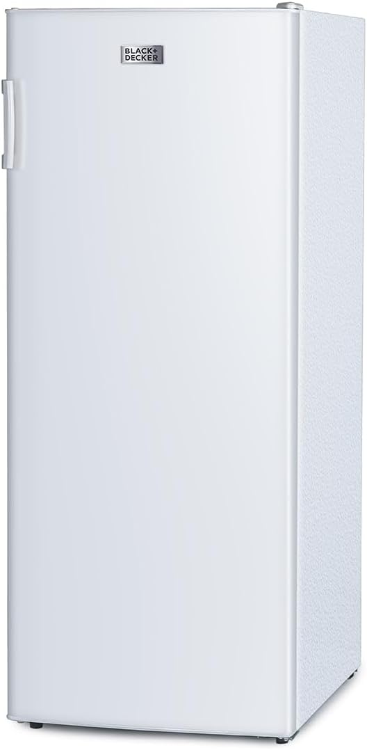 BLACK+DECKER 10 Cu. Ft. Upright Freezer, BUF1000LW, White | Stand Up Freezer with Mechanical Temperature Control, Includes 3 Shelves and 4 Door Bins, Manual Defrost, R600a Refrigerant