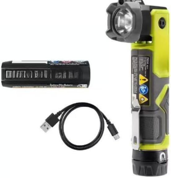 FVL54K Fits for RYOBI Lithium Pivoting 625 Lumens Rechargeable Head Flashlight Kit with 2.0 Ah Battery and Charging Cable