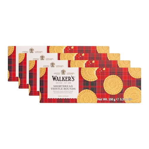 Walkers Shortbread Rounds, Pure Butter Shortbread Cookies, 5.3 Oz Box Pack of 4
