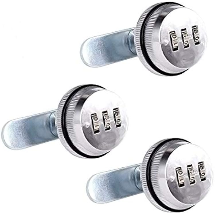 3 Pcs Combination Cam Lock Security Locks Bright Chrome Zinc Alloy Password Coded Lock for Box Cabinet 78