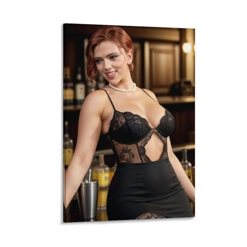 FITON TON Scarlett Johansson Sexy Hot Actress Poster 7 Poster Decorative Painting Canvas Wall Art Living Room Posters Bedroom Painting 08x12inch20x30cm, Frame-style
