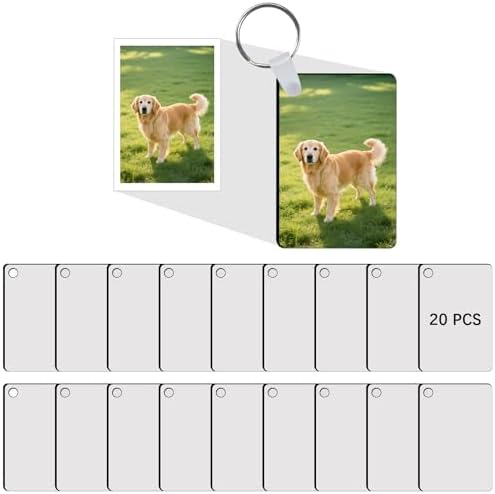 20 Pcs Sublimation Keychain Blanks Ornament bulk Double sided Heat Press Printing MDF Sublimation Blank key chain