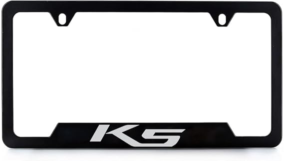 Kia K5 License Plate Frame Black Powder Coated Metal Bottom Notched 2-Hole