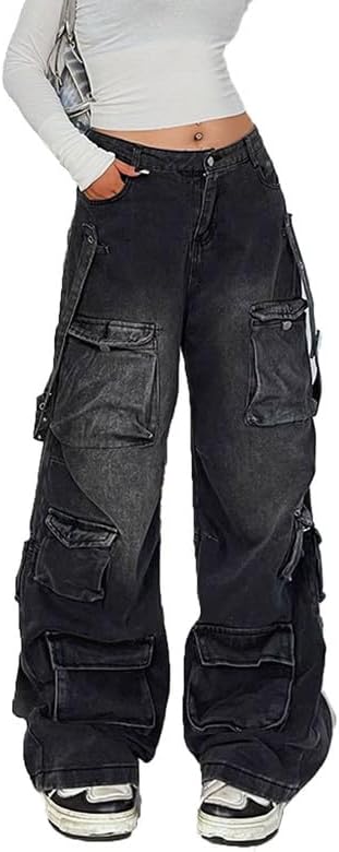 Cargo Jeans for Women Low Waist Baggy Pants Y2k