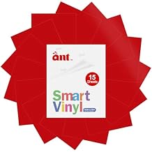 ANT Vinyl Permanent Vinyl - Red 13 x 9.5 15Pack Smart Outdoor Permanent Vinyl Sheets - Self Adhesive Vinyl for Party Decoration, Sticker, DIY Mug, Home Decal (15, Red)