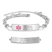 Medical Alert Bracelets for Women Personalized Medical Bracelets for Woman Free Engraving Custom Emergency ID Bracelets