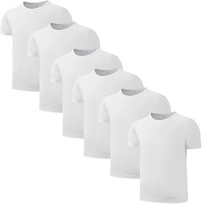 6 Pack Boys Youth Kids Mesh Athletic Quick Dry T Shirts Short Sleeve Moisture Wicking Tee Shirts Active Tops Age 4-18