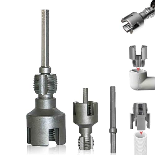 Integrated Internal & External Pipe Threading Tool,12 and 34 Water Pipe Internal and External Integrated Threader, Pipe Thread Cutting Tool for Electric Drill, PVC Thread Maker Tool 12