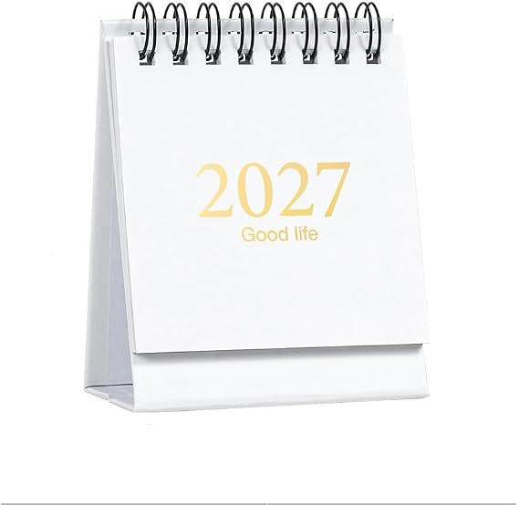Desktop Calendar Simple Solid Color Cartoon Mini Calendar Creative Desktop Decoration Portable Small Desk Calendar Calendar,9.5x7.5cm (White)