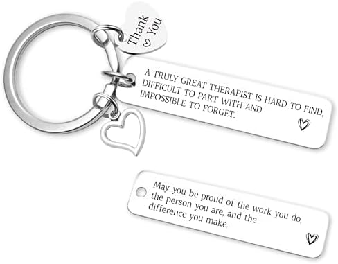 Therapy Gifts Keychain for Women Men - Thank You Keychains for OT PT Therapist, Slp Mental Health Mentor Appreciation Gift