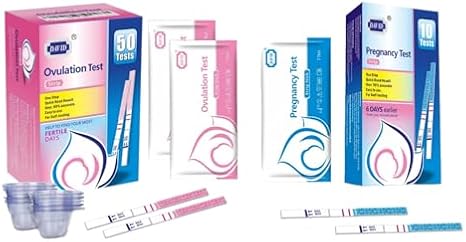 DAVID Ovulation and Pregnancy Test Strips Combo (50 LH + 10 HCG), HighSensitivity Fertility Test Kit for Home Family Planning Screening