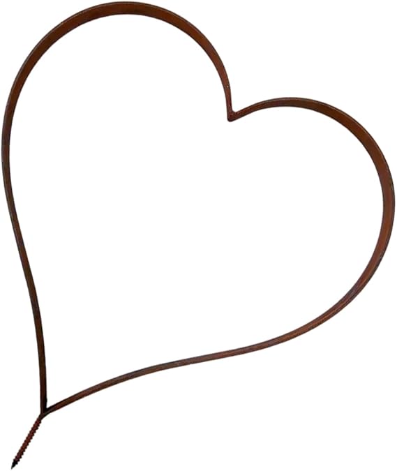 Rust Decoration Stake Metal Heart Shape Garden Decoration Rust Stake Natural Plant Outdoor Yard Weather Resistant Outdoor Garden Sculpture