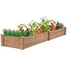 ketive Raised Garden Bed Without Legs 8x2Ft ft Large Elevated Wood Planter Box for Vegetables, Flowers, Herbs, and Succulents(Brown)