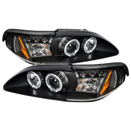 For GT Black LED Halo Projector Headlights Head Lamps