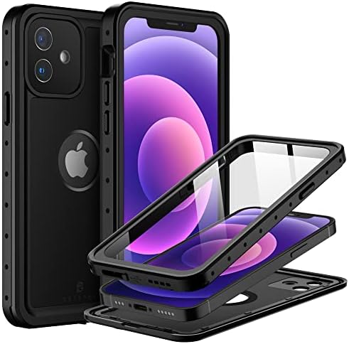 BEASTEK for iPhone 12 Waterproof Case, NRE Series Shockproof Dustproof Underwater IP68 with Built-in Screen Protector Anti-Scratch Protective Cover, for iPhone 12 6.1 Black