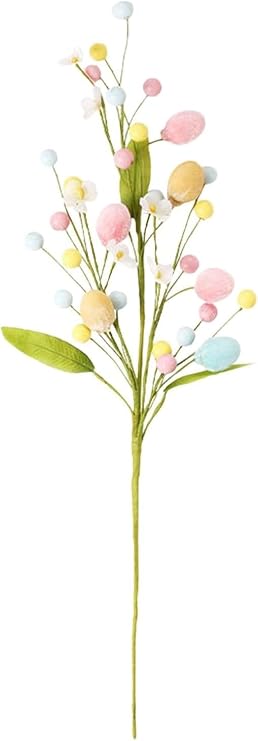 Easter Tree Branch Easter Egg Tree Branches Easter Egg Ornament Easter Egg Flower Picks Spring Artificial Flower Bouquet Eggs Stem Branch for Easter Spring Holidays Office Home Decor
