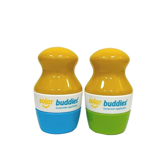 Duo Pack Of Solar Buddies Refillable Roll On Sponge Applicator For Kids, Adults, Families, Travel Size Holds 100ml Travel Friendly for Sunscreen, Suncream and Lotions
