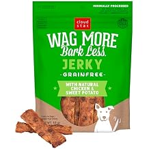 Cloud Star Wag More Bark Less Chicken & Sweet Potato Recipe Grain-Free Jerky Dog Treats 10 Ounce Bag, Model: 693804191113