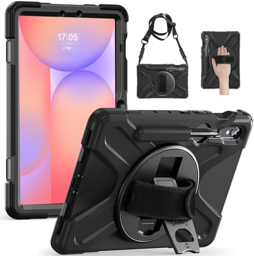ZenRich Rugged Case for Samsung Galaxy Tab S10 FE Plus 13.1-inch 2025, Heavy Duty Shockproof Protective Case with 360 Rotating Kickstand, Hand Strap, and Shoulder Belt