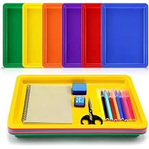 Mifoci 6 Pack Large Plastic Art Trays for Classroom 16x12x1 Inch Stackable Activity Tray for Kids Craft Painting Sensory Play Organizer School Work Art Project Jewelry Sorting Supply, 6 Rainbow Color