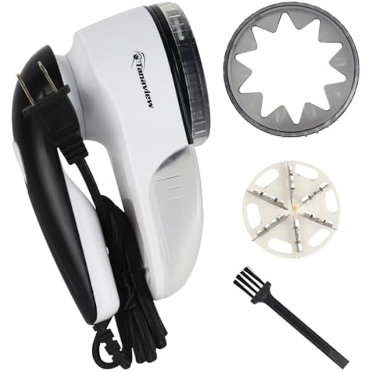 Power Corded Electric Fabric Shaver, No Battery, Pilling & Fuzz Remover for Clothes, Furniture, Couch, Sweaters - 6 Leaf Blades - Portable Defuzzer, Depiller with Stainless-Steel Blades