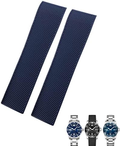 19mm 20mm 21mm Rubber Watchband,For Longines Master Conquest HydroConquest L3 Black Gray Blue Silicone Waterproof Watch Strap