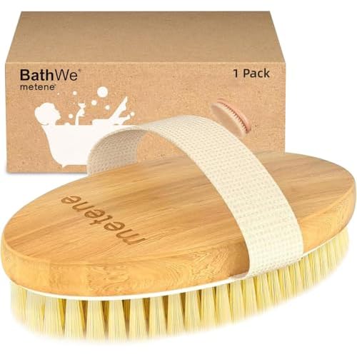 Metene Dry Brushing Body Brush, Exfoliating Body Scrubbers, Natural Bristles for Dry Skin, Improve Circulation, Stop Ingrown Hairs, Reduce Acne and Cellulite