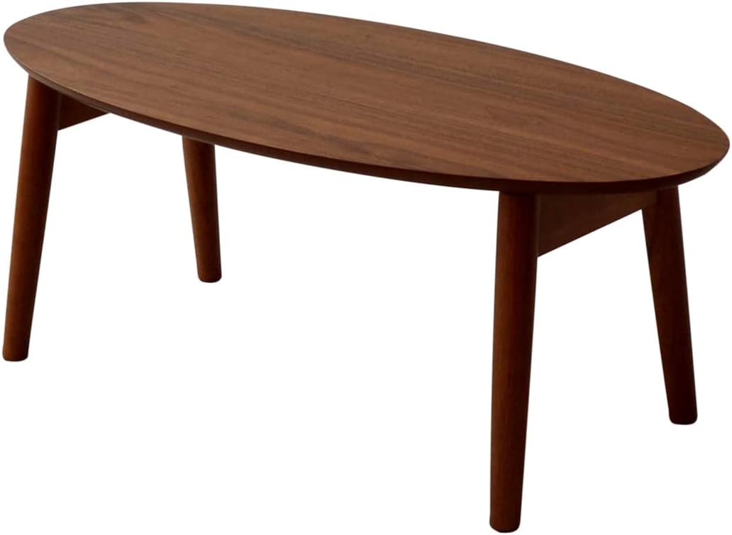 Emur Table Low Table Folding Table Center Table Oval 35.4 inches 90 cm Walnut Wooden